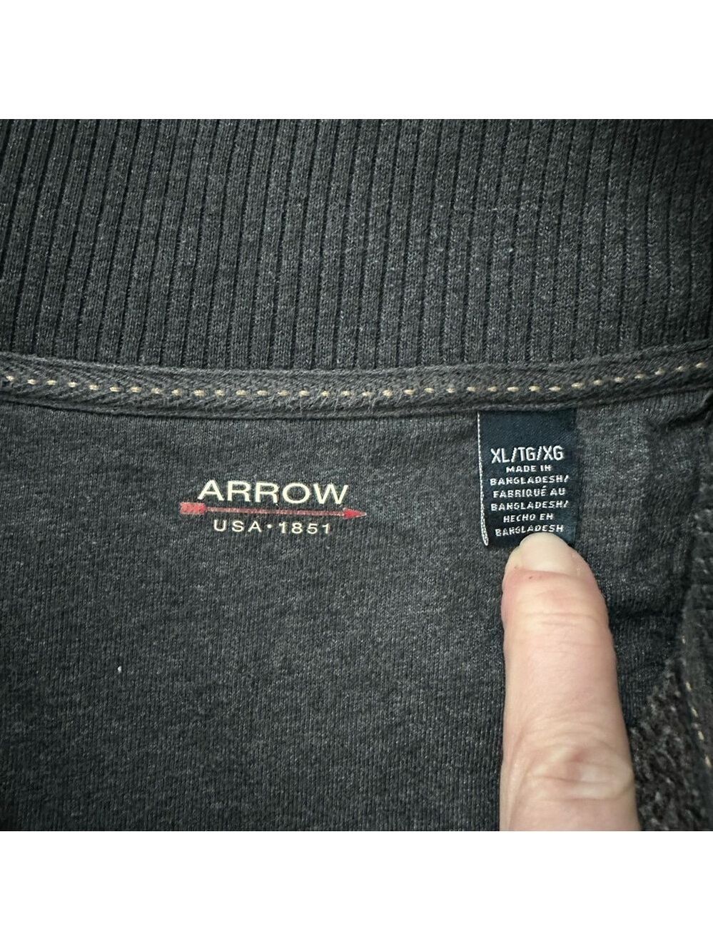 Arrow Men's Saranac Classic Fit Fleece Quarter Zip Pullover Brown Size XL - Picture 4 of 9
